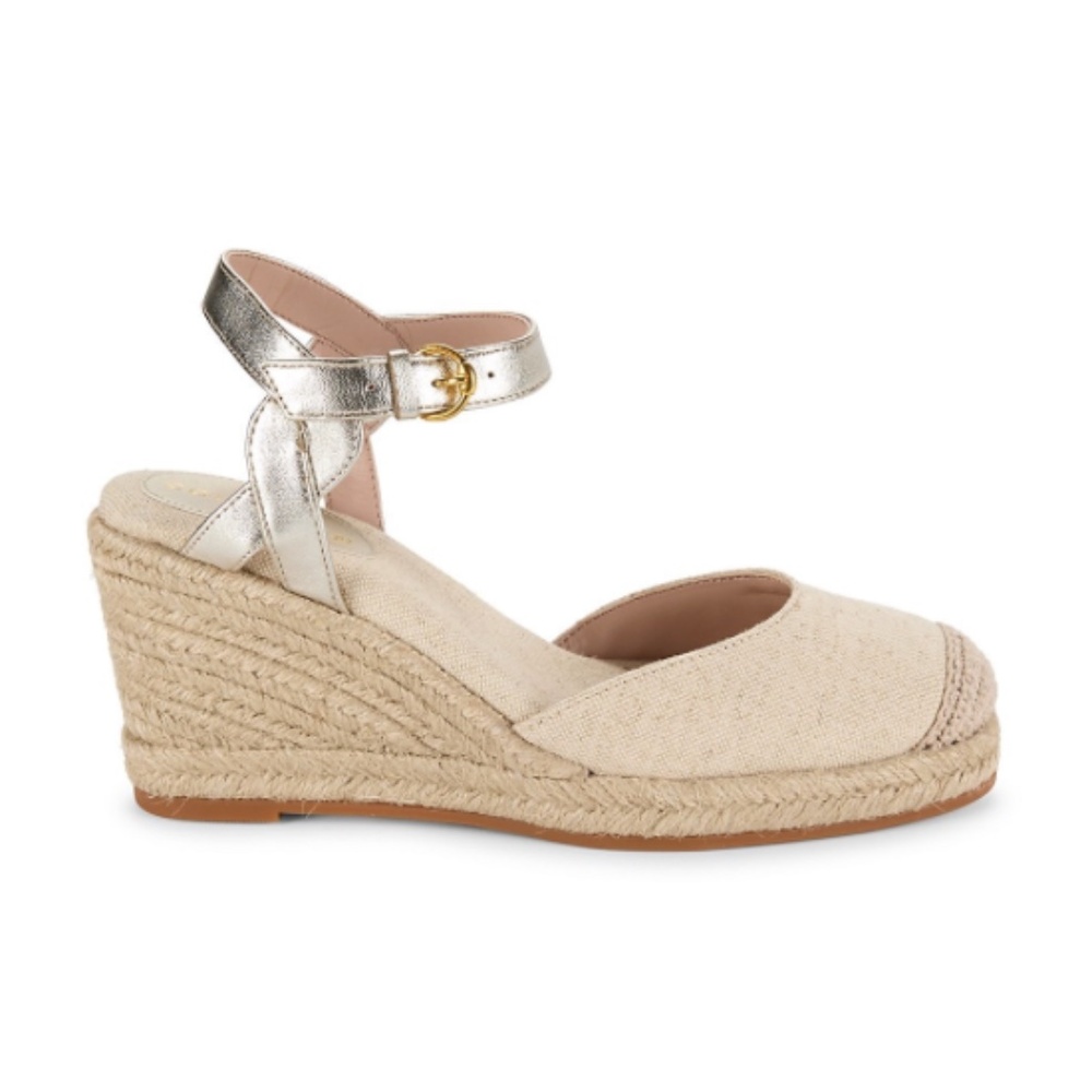 Cole Haan Cloudfeel Espadrille Wedge Women's Heels /Soft Gold Leather